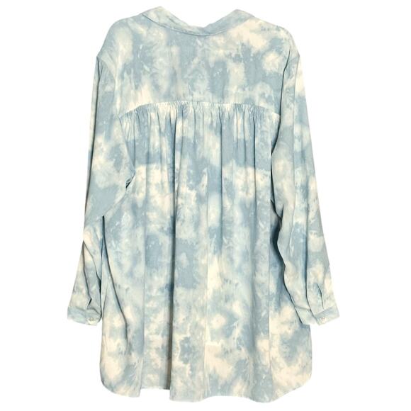 Wonderly Popover Tunic Top Plus Sz 4X Long Sleeve Breezy Blue & White Clouds NWT - Picture 6 of 7
